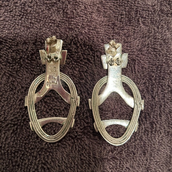 Erika Hult De Corral RIC Modernist Sculptural Sterling Silver Earrings Mexico - Picture 4 of 5